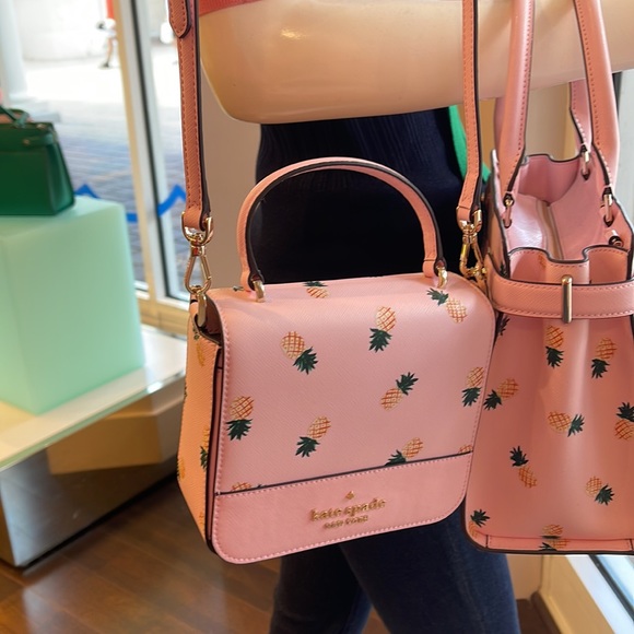 Kate Spade Staci Square Pineapple Crossbody Pink Multi - Picture 14 of 16